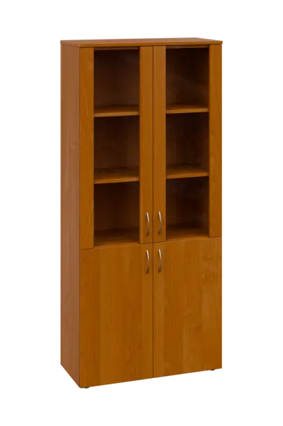 CLE 5 - 8VS skříň léková, 4-dveřová, sklo čiré v liště, výsuvná deska, 2x zámek, 1800x800x400, olše jantar